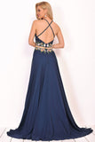 Scoop Prom Dresses A Line Chiffon With Beading&Appliques