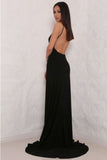 Spandex Evening Dresses Spaghetti Straps Open Back With Slit Mermaid