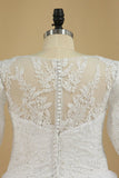 Mid-Length Sleeves Scoop Wedding Dresses A Line With Applique Organza