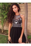 A-Line/Princess Chiffon Beading Halter Sleeveless Short/Mini Homecoming Dresses