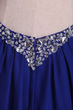 Prom Dresses Halter Open Back A Line Chiffon With Rhinestone Dark Royal Blue