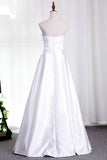 Satin Wedding Dresses Sweetheart A Line With Sash