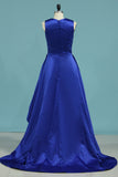 Asymmetrical Scoop Prom Dresses A Line Satin Zipper Up