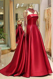 Long Sleeve Prom Dresses High Neck Burgundy Long Prom Dress Satin Evening Dress