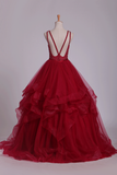 Tulle Ball Gown With Beading Prom Dresses Scoop Open Back