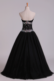 Prom Dresses Ball Gown Black Sweetheart Tulle With Rhinestone Floor Length