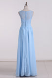 A Line V Neck Chiffon & Lace Bridesmaid Dresses Floor Length