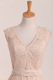 Lace Bridesmaid Dresses V Neck Open Back With Beading And Sash