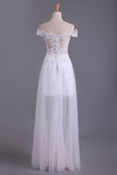 Two Pieces Off The Shoulder Prom Dresses Tulle A Line With Applique