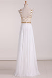 Straps Prom Dresses A Line Chiffon With Beading