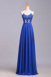 Prom Dresses A Line Sweetheart Floor Length Chiffon Color Dark Royal Blue