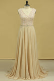 Plus Size Elegant Wedding Dresses A-Line V-Neck Chiffon Court Train Full Beading