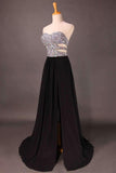 Sweetheart Prom Dresses Beaded Bodice A Line Chiffon