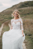 Wedding Dresses Long Sleeves Tulle & Lace Two Pieces A Line