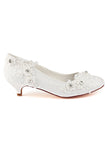 Lace White Lower Heel Evening Shoes Wedding Shoes uk L-922