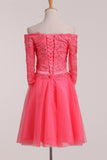 Tulle Homecoming Dresses Mid-Length Sleeve With Applique