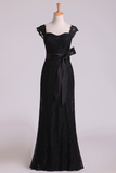 Black Off The Shoulder Bridesmaid Dresses Sheath Floor Length Lace