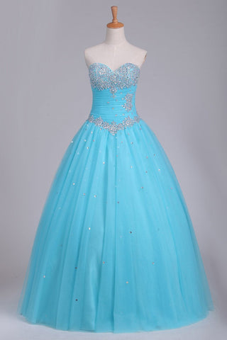 Quinceanera Dresses Sweetheart Tulle With Beads And Ruffles Ball Gown