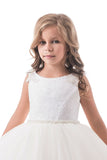 Open Back Scoop Flower Girl Dresses Ball Gown Tulle & Lace Floor Length