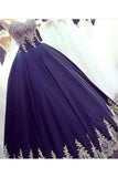 Prom Dresses Sweetheart Satin A-Line With Applique Zipper Back