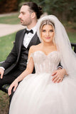 Fairy A Line Sweetheart Tulle Wedding Dresses with Beading