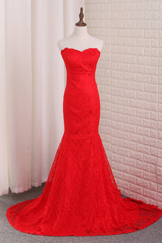 Mermaid Lace Evening Dresses Sweep Train New Arrival