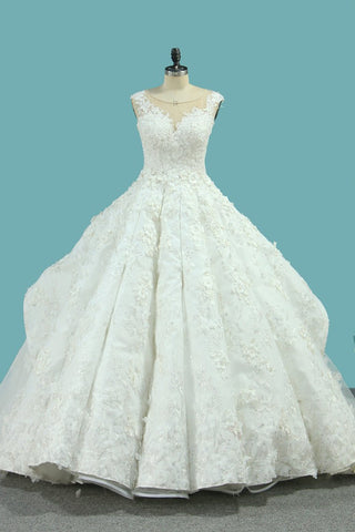 Bateau Top Quality Lace Ball Gown Wedding Dresses Court Train