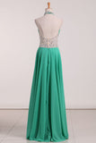 A Line Halter With Beading Chiffon Sweep Train Prom Dresses