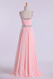 Prom Dresses A-Line Floor Length Straps Chiffon