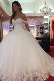 Elegant Off The Shoulder Tulle Wedding Dresses With Appliques