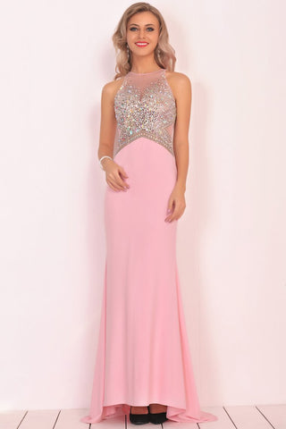 Mermaid Scoop Spandex Prom Dresses With Beads&Rhinestones