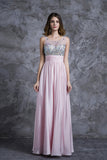 Sexy Prom Dresses Scoop Neckline Princess Floor Length Chiffon Beaded Bodice