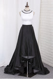 Prom Dresses Asymmetrical Scoop A Line Satin With Beading