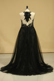 Evening Dresses Scoop Mermaid Tulle With Applique Sweep/Brush Train