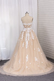 Wedding Dresses A Line Tulle Sweetheart With Applique Court Train