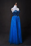 Cheap Prom Dresses Blue A Line Sweetheart Floor Length Organza Cz