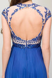 Scoop Prom Dresses Chiffon A Line With Beading Cap Sleeves Fast Arrival