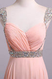 Simple Prom Dresses With Cap Sleeves A-Line V-Neck Floor-Length Chiffon Zipper Back