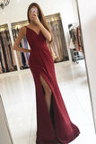 Evening Dresses Mermaid V Neck With Ruffles And Slit