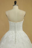 Plus Size Wedding Dresses A-Line Sweetheart Court Train Tulle Applique Covered Button