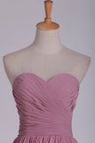 A Line Sweetheart Bridesmaid Dress Floor Length Chiffon With Ruffles