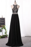 A Line Prom Dresses Scoop Beaded Bodice Chiffon Two Pieces