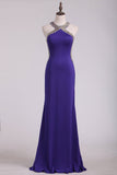 Evening Dresses Scoop Open Back With Beads Floor Length Spandex