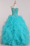 Sweetheart Ball Gown Quinceanera Dresses With Beading Floor Length