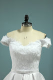 Wedding Dresses A Line Off The Shoulder With Applique Satin