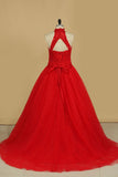 Quinceanera Dresses High Neck Ball Gown Tulle With Embroidery