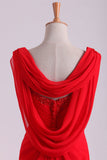 Red Evening Dresses Scoop Mermaid/Trumpet Red Sweep Train