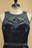 Prom Dresses Scoop Sequins Mermaid Sweep Train Beads&Rhinestones