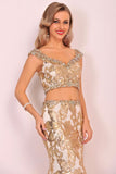 Prom Dresses V Neck Mermaid Tulle With Beads&Sequins