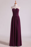 Notched Neckline Bridesmaid Dresses Floor Length With Ruffles Chiffon